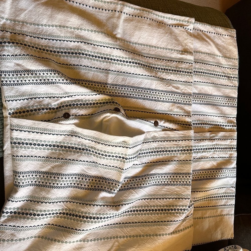 Anthropologie Striped Bedding in White and Gray